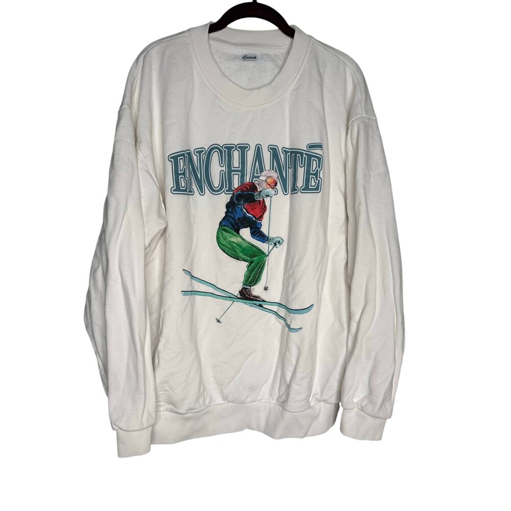 Enchante Vintage Ski‎ Crewneck White